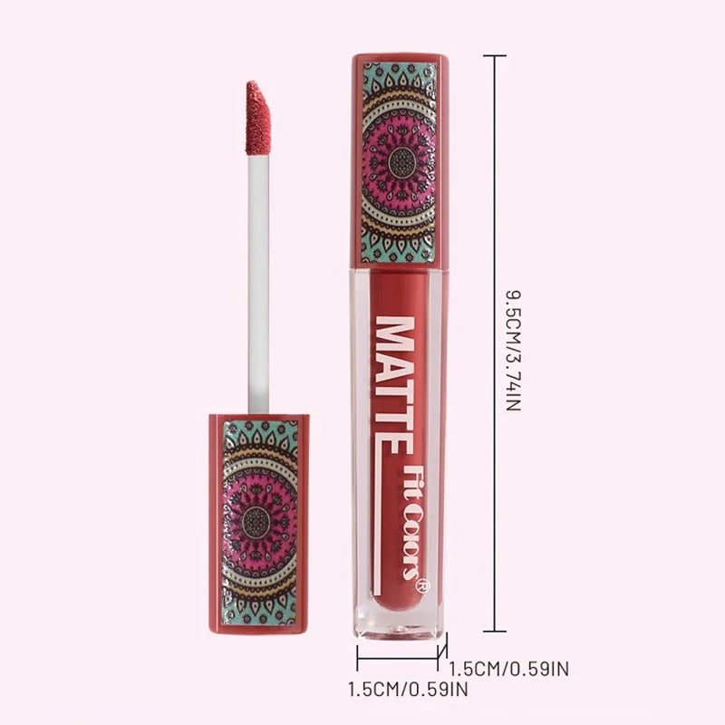 6Colors Waterproof Liquid Lipstick Matte Velvet Clay Texture Lip Gloss Bohemian Style Earth Brown Lasting Non Stick Cup Makeup