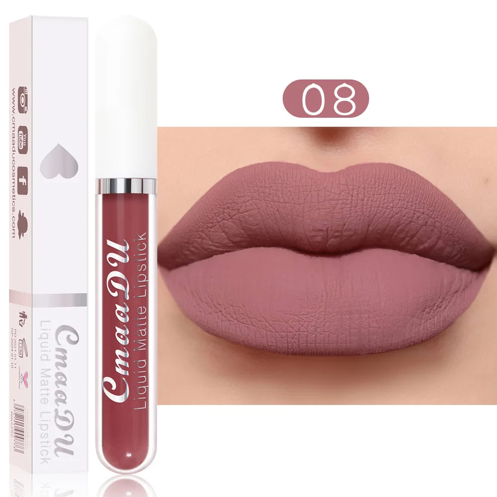 Sexy Long Lasting Velvet Matte Lip Gloss Liquid Lipstick Lip Makeup Women Beauty Red Nonstick Cup Waterproof Lip Gloss 18 Color