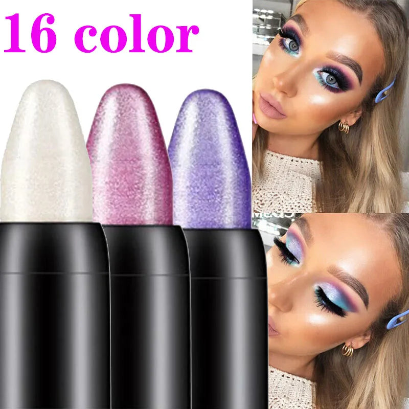 15Pcs Pearlescent silkworm eyeshadow pen lasting waterproof and not blooming Shiny pearlescent gel pen 16 color eye shadow pen