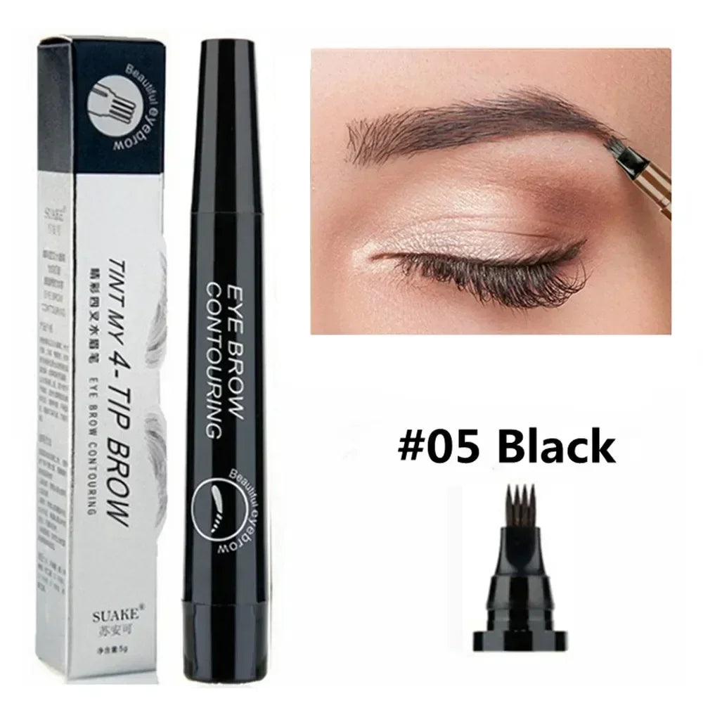 4 Point Eyebrow Pencil 4 Prong Tip Eyebrow Pen 4 Fork Eyebrow Pencil Waterproof Liquid Eyebrow Pencil Long Lasting Like Real