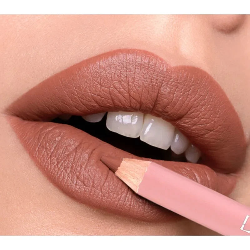 12Color Matte Lipliner Pink Lip Liner Pencil Waterproof Plumping Stain Lipstick Natural Nude  Outline Lips Contour Makeup girl