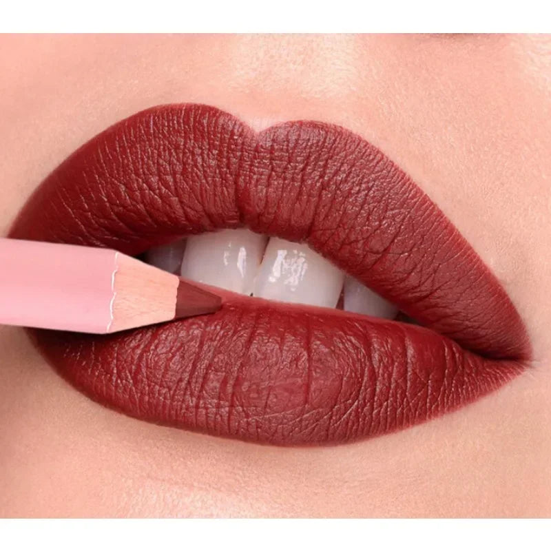 12Color Matte Lipliner Pink Lip Liner Pencil Waterproof Plumping Stain Lipstick Natural Nude  Outline Lips Contour Makeup girl