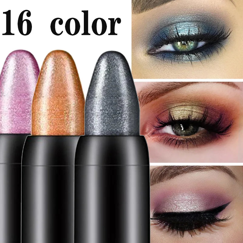 15Pcs Pearlescent silkworm eyeshadow pen lasting waterproof and not blooming Shiny pearlescent gel pen 16 color eye shadow pen