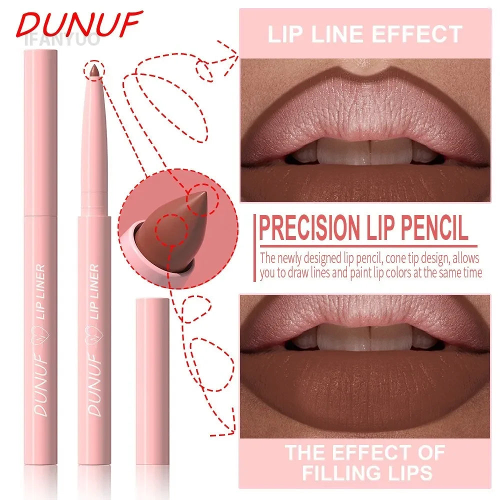 Tapered Nib Lip Liner Pencil Long-Lasting Matte Creamy Plumping Lip Stain Waterproof Natural Nude Brown Slim Lip Liner Makeup