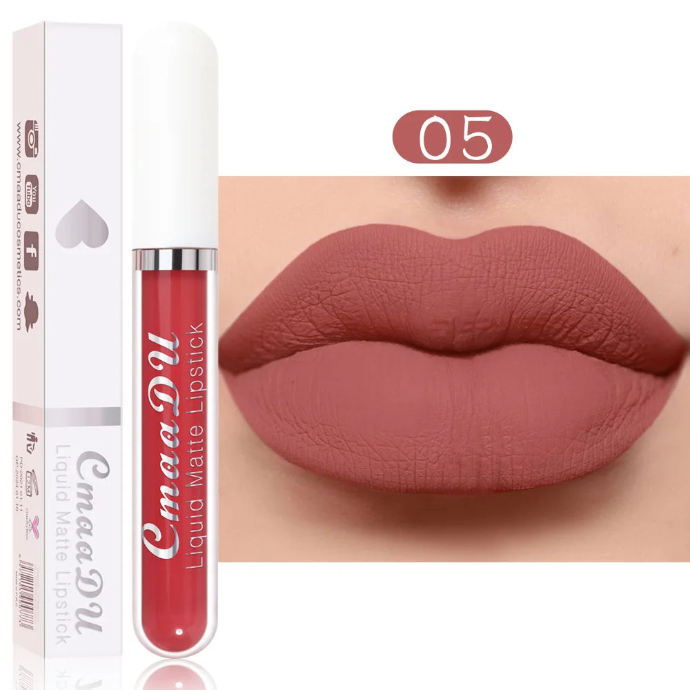 Sexy Long Lasting Velvet Matte Lip Gloss Liquid Lipstick Lip Makeup Women Beauty Red Nonstick Cup Waterproof Lip Gloss 18 Color