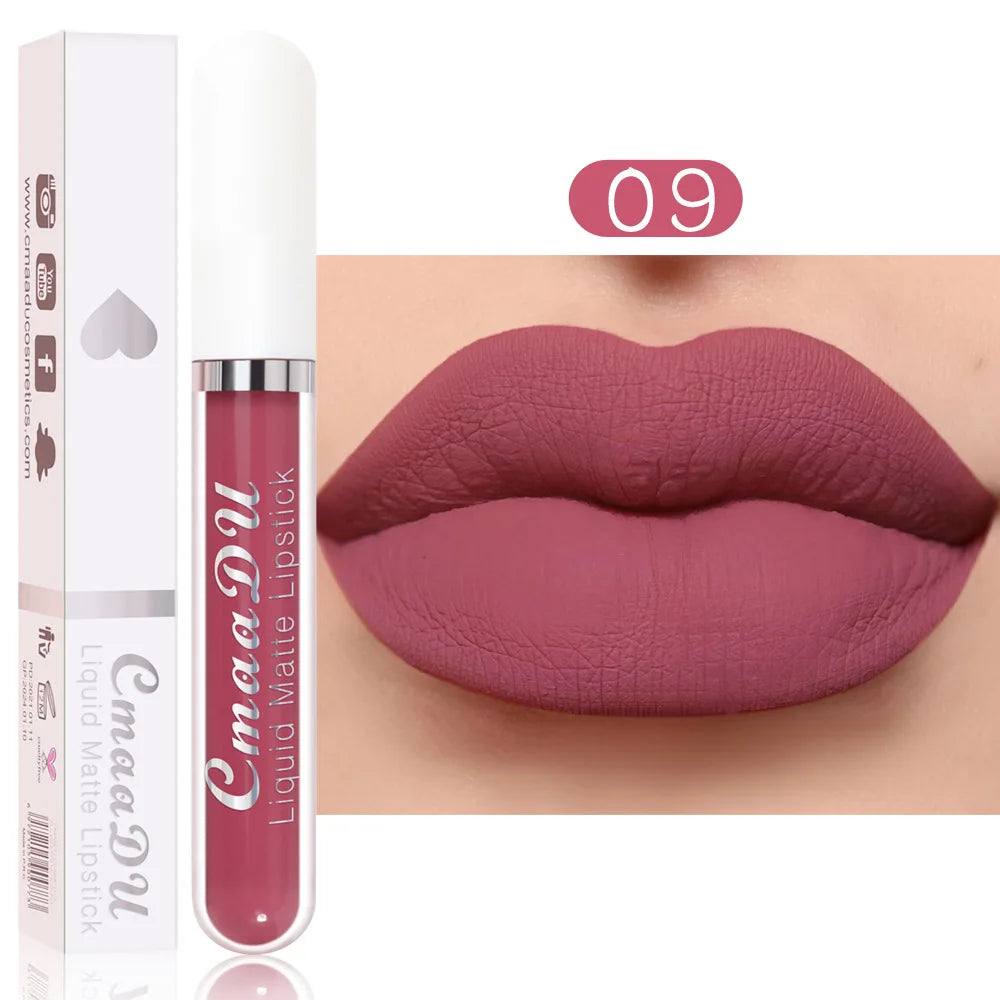 Sexy Long Lasting Velvet Matte Lip Gloss Liquid Lipstick Lip Makeup Women Beauty Red Nonstick Cup Waterproof Lip Gloss 18 Color