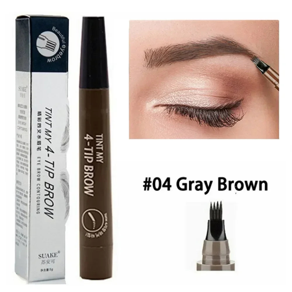 4 Point Eyebrow Pencil 4 Prong Tip Eyebrow Pen 4 Fork Eyebrow Pencil Waterproof Liquid Eyebrow Pencil Long Lasting Like Real