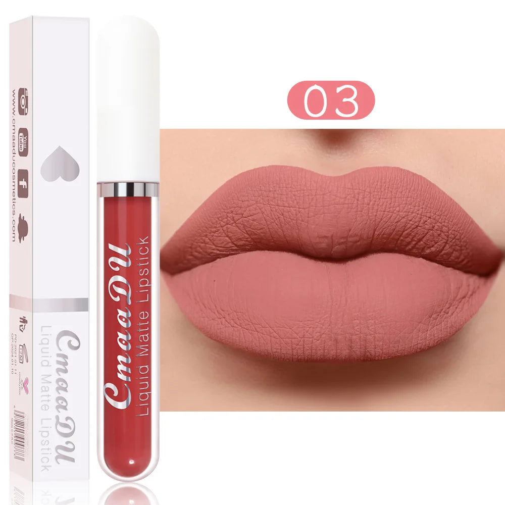 Sexy Long Lasting Velvet Matte Lip Gloss Liquid Lipstick Lip Makeup Women Beauty Red Nonstick Cup Waterproof Lip Gloss 18 Color