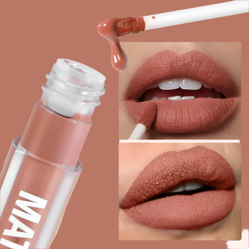 6Colors Waterproof Liquid Lipstick Matte Velvet Clay Texture Lip Gloss Bohemian Style Earth Brown Lasting Non Stick Cup Makeup