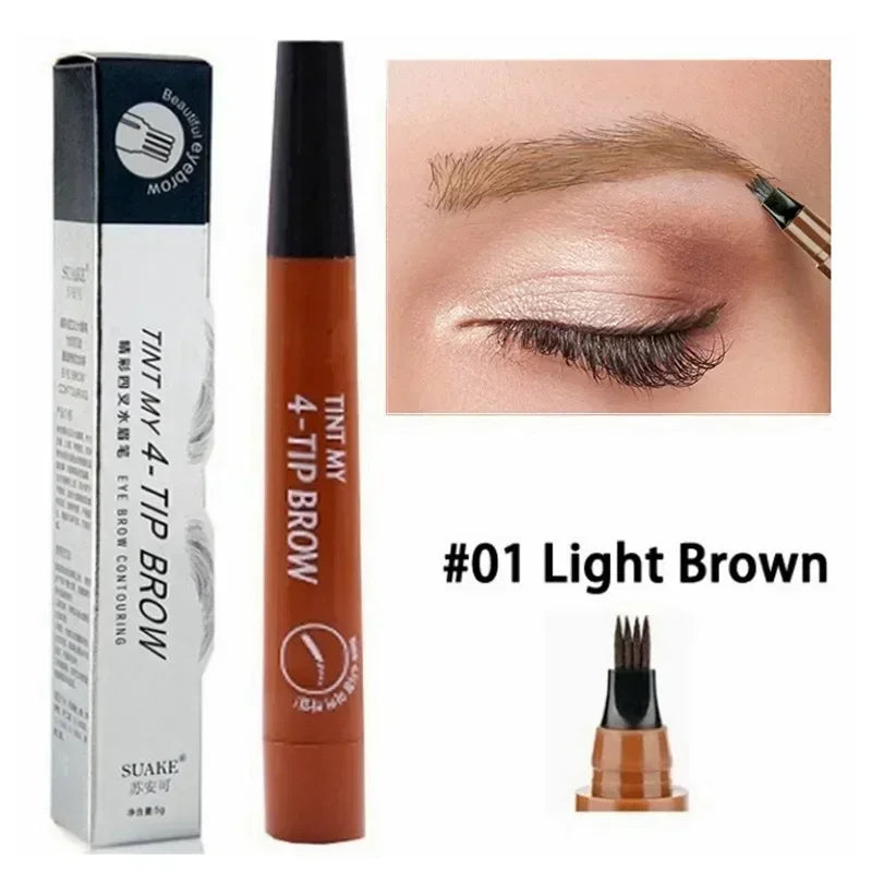 4 Point Eyebrow Pencil 4 Prong Tip Eyebrow Pen 4 Fork Eyebrow Pencil Waterproof Liquid Eyebrow Pencil Long Lasting Like Real