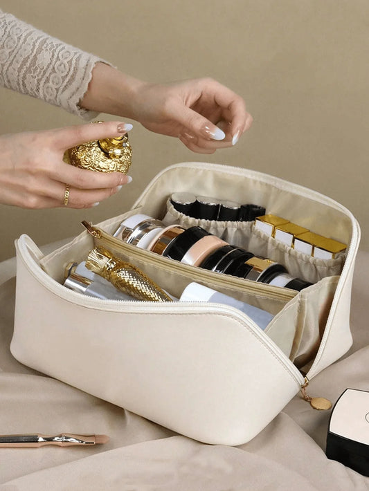 Large Travel Cosmetic Bag for Women Leather Makeup Organizer Female Toiletry Kit Bags Make Up Case Storage Pouch Luxury Lady Box