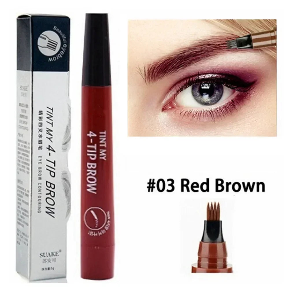 4 Point Eyebrow Pencil 4 Prong Tip Eyebrow Pen 4 Fork Eyebrow Pencil Waterproof Liquid Eyebrow Pencil Long Lasting Like Real