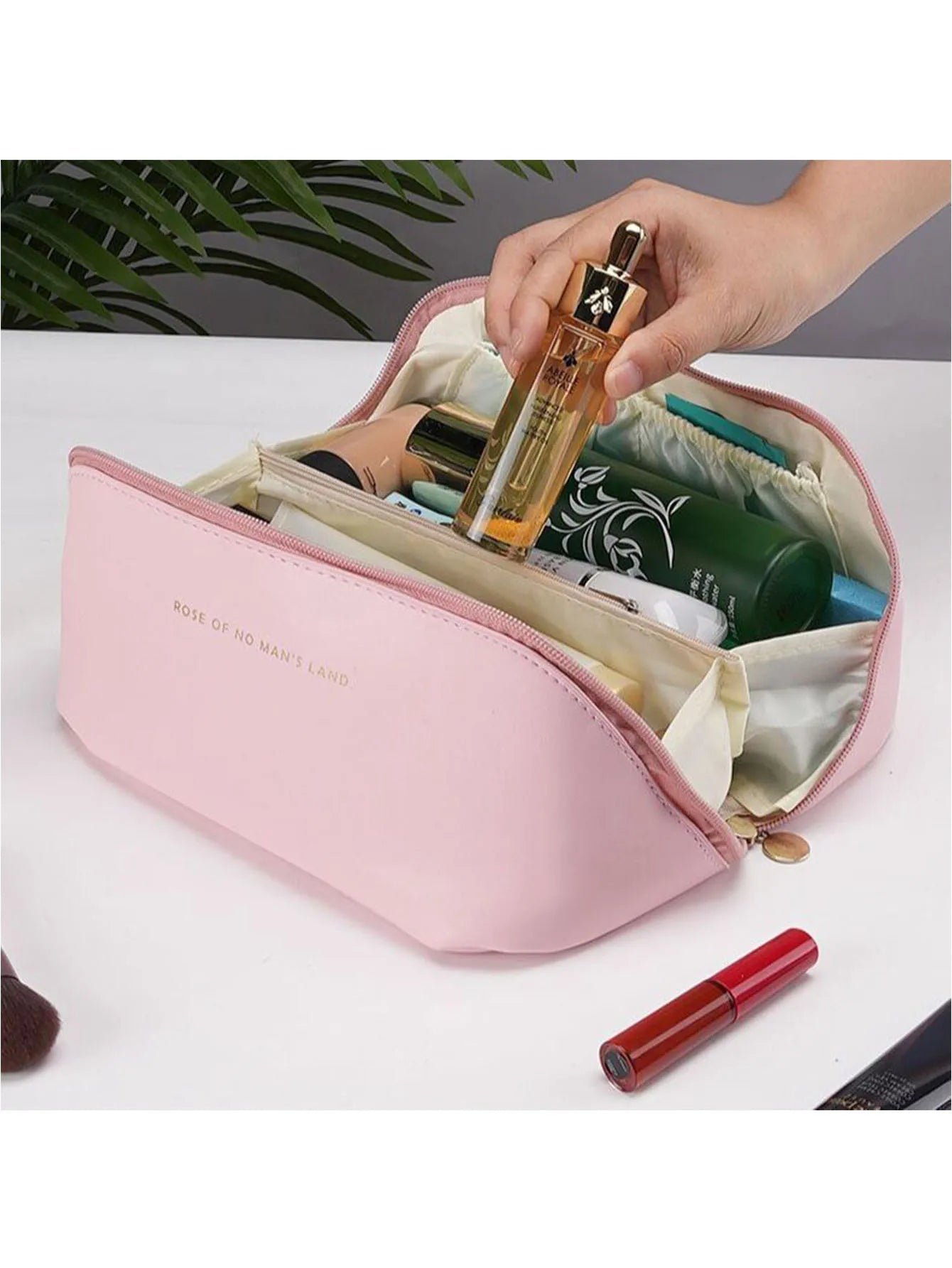 Large Travel Cosmetic Bag for Women Leather Makeup Organizer Female Toiletry Kit Bags Make Up Case Storage Pouch Luxury Lady Box