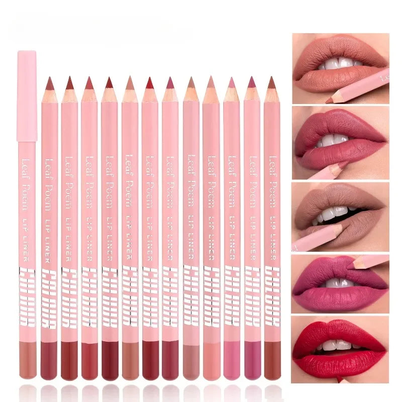 12Color Matte Lipliner Pink Lip Liner Pencil Waterproof Plumping Stain Lipstick Natural Nude  Outline Lips Contour Makeup girl